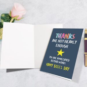 Supoeguk Boss Day Card for Mentor Leader Boss, Boss Thank You Card, Happy Boss's Day Card, Thanks Are Not Nearly Enough