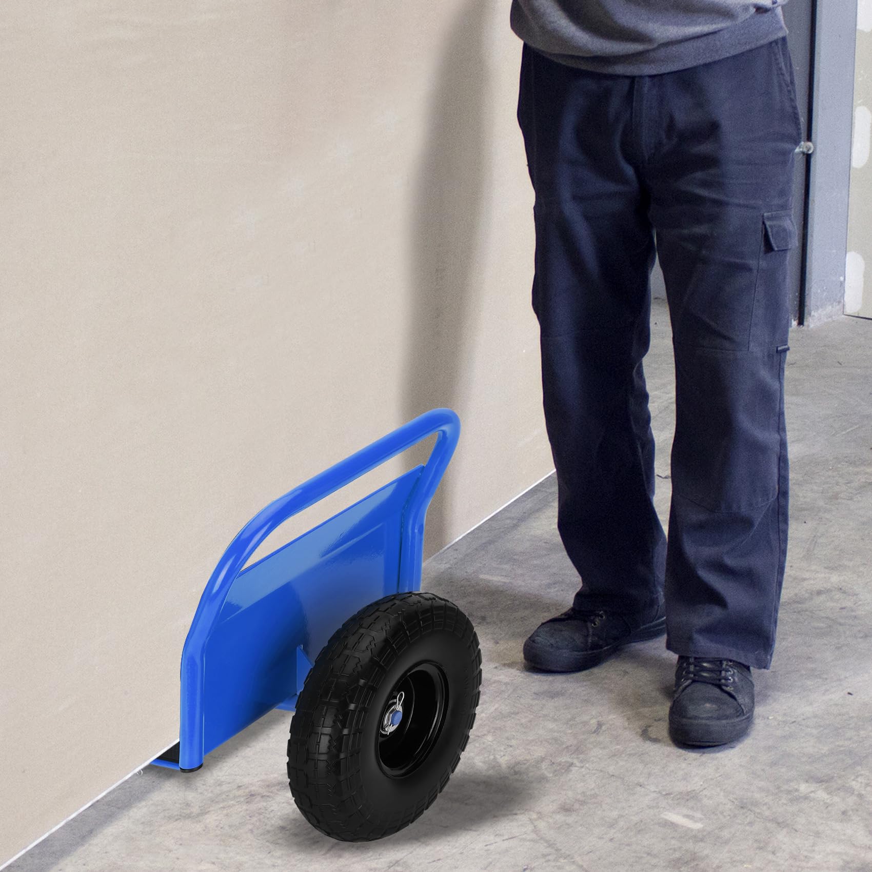 Heavy Duty Panel Dolly, All-Terrain Slab Dolly with 1000 LB Weight Capacity,10" Solid Rubber Tires and Two Handles - Ideal for Moving Heavy Drywall Sheets and Doors (Blue)