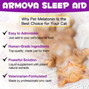 ARMOYA Cat Melatonin - Melatonin for Cats - Cat Calming Treats- Cat Sedative for Grooming - Helps to Support Restful Sleep for Your Cat - Cat Sleep Aid - Anxiety Relief for Cats