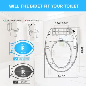 Bazyths Bidet Toilet Seat, Soft Close, Non-Slip, Non-Electric, Fits Elongated or Oval Toilets, Dual Nozzle for Feminine & Rear Wash, Self-Cleaning, Adjustable Water Pressure, Quick Installation