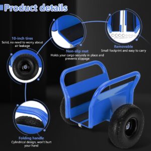 Heavy Duty Panel Dolly, All-Terrain Slab Dolly with 1000 LB Weight Capacity,10" Solid Rubber Tires and Two Handles - Ideal for Moving Heavy Drywall Sheets and Doors (Blue)