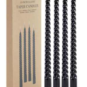 Walk Diary Halloween Candles Non-Toxic Candles Thread Design Candle Sticks 10 inches Black Taper Candles Set of 4 Ture Dripless Halloween Candlesticks Smokeless Clean Burning Black Candles