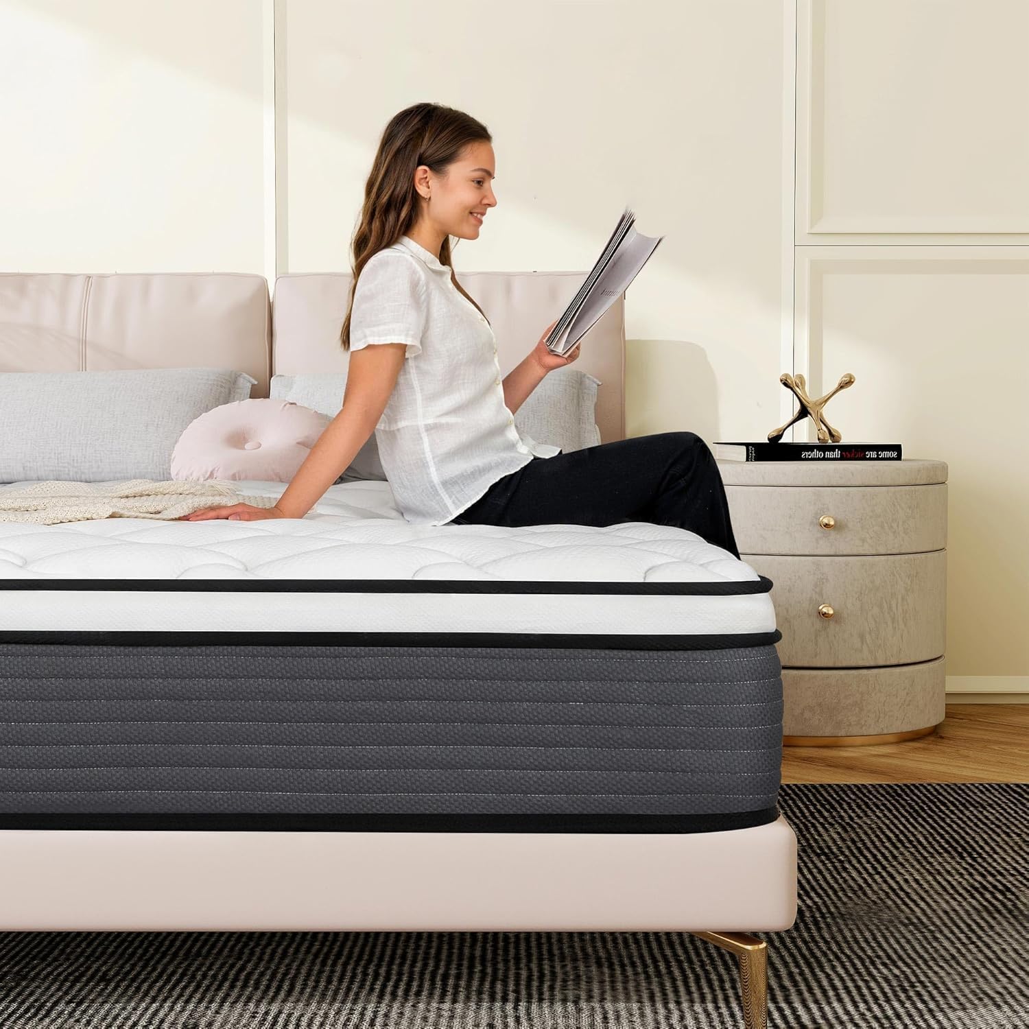 12 Inch Queen size Mattresses , New Memory Foam Hybrid Queen Mattress in a Box, Individual Pocket Spring Breathable Comfortable for Sleep Supportive and Pressure Relief, Medium Firm Mattresses (Queen)