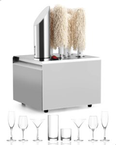 gaomon electric wine glass polisher with 5 pure cotton brushes and a high-power heater, stainless steel commercial glass polisher, suitable for bars, kitchens and restaurants