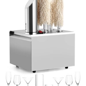 GAOMON Electric Wine Glass Polisher with 5 Pure Cotton Brushes and A High-power Heater, Stainless Steel Commercial Glass Polisher, Suitable for Bars, Kitchens and Restaurants