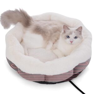 heated cats bed for kitty and puppy,pets heating pad, heated pets bed with thermostat, washable indoor use heated cats bed, fluffy warm cats heated bed in winter（20 inches）