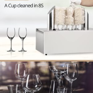 GAOMON Electric Wine Glass Polisher with 5 Pure Cotton Brushes and A High-power Heater, Stainless Steel Commercial Glass Polisher, Suitable for Bars, Kitchens and Restaurants