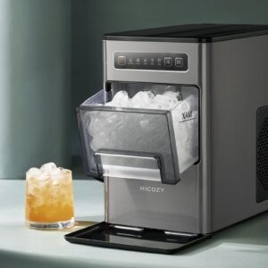 HiCOZY Ice Maker Countertop,Ice in 6 Mins, 24 lbs/Day, Portable & Compact Gift with Self-Cleaning,for Apartment/Under Cabinet/Kitchen/Office/Camping/RV/Home Bar （Light Black）