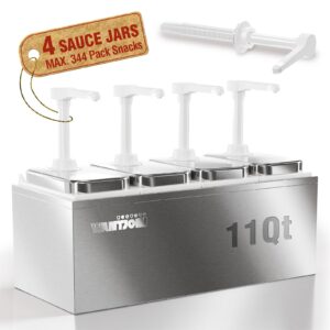 wantjoin sauce dispenser with 4 of 2.75 quart/2.6 l jars stainless steel condiment pump station commercial ketchup dispenser pump sauce containers for restaurant salad dressing syrup jam salsa sauce