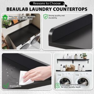 BeauLab Washer Dryer Countertop Laundry Countertop - 27.5"X 54" Melamine Laundry Room Countertop with Edge Rails, Easy to Install, Washer and Dryer Countertop, Laundry Room Organization-Black