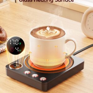 SWEETFULL Mug Warmer - 30W High Power, 3 Temp Settings, LED Display & 1-9H Timer, Coffee Cup Warmer for Desk, Candle Warmer, Coffee Accessories Gift for Women Men (Black)