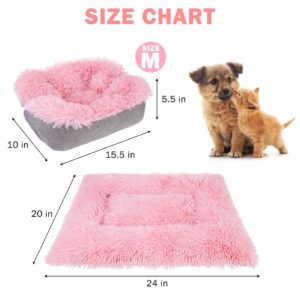 SCENEREAL Self Warming Cat Bed, Heated Cat Bed Mat for Cats Small Dogs, 2 in 1 Soft Plush, Washable Pet Pad for Indoor Outdoor Kitten Puppy, Pink 24" x 20"