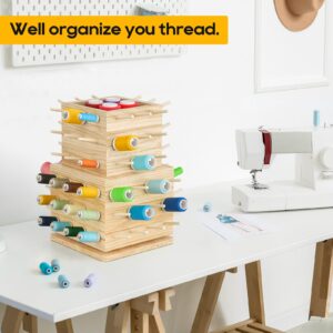 TIPSYTREE 84 Spools Thread Holder, 360° Rotating Sewing and Embroidery Thread Organizer, Wooden Thread Storage Rack for Quilting Sewing and Embroidering