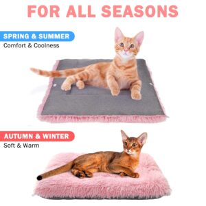 SCENEREAL Self Warming Cat Bed, Heated Cat Bed Mat for Cats Small Dogs, 2 in 1 Soft Plush, Washable Pet Pad for Indoor Outdoor Kitten Puppy, Pink 24" x 20"