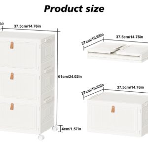 HOMIDEC Closet Organizers and Storage 70Qt 3 Pack Stackable Storage Bins with 1 Lid Closet Organizer Boxes for Clothes Foldable Storage Box for Clothes/Toys/Office Supplies/Snacks(Milky)