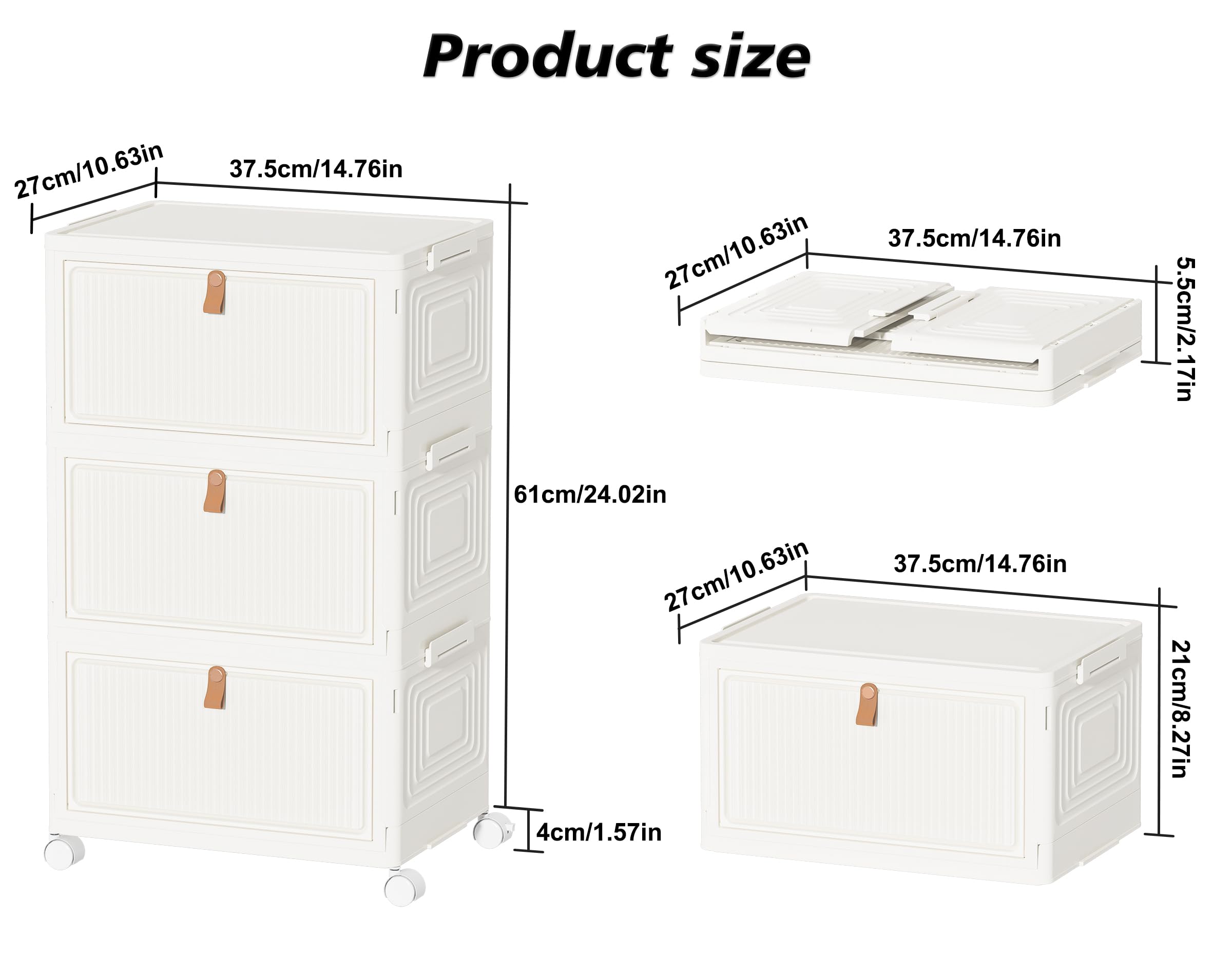 HOMIDEC Closet Organizers and Storage 70Qt 3 Pack Stackable Storage Bins with 1 Lid Closet Organizer Boxes for Clothes Foldable Storage Box for Clothes/Toys/Office Supplies/Snacks(Milky)