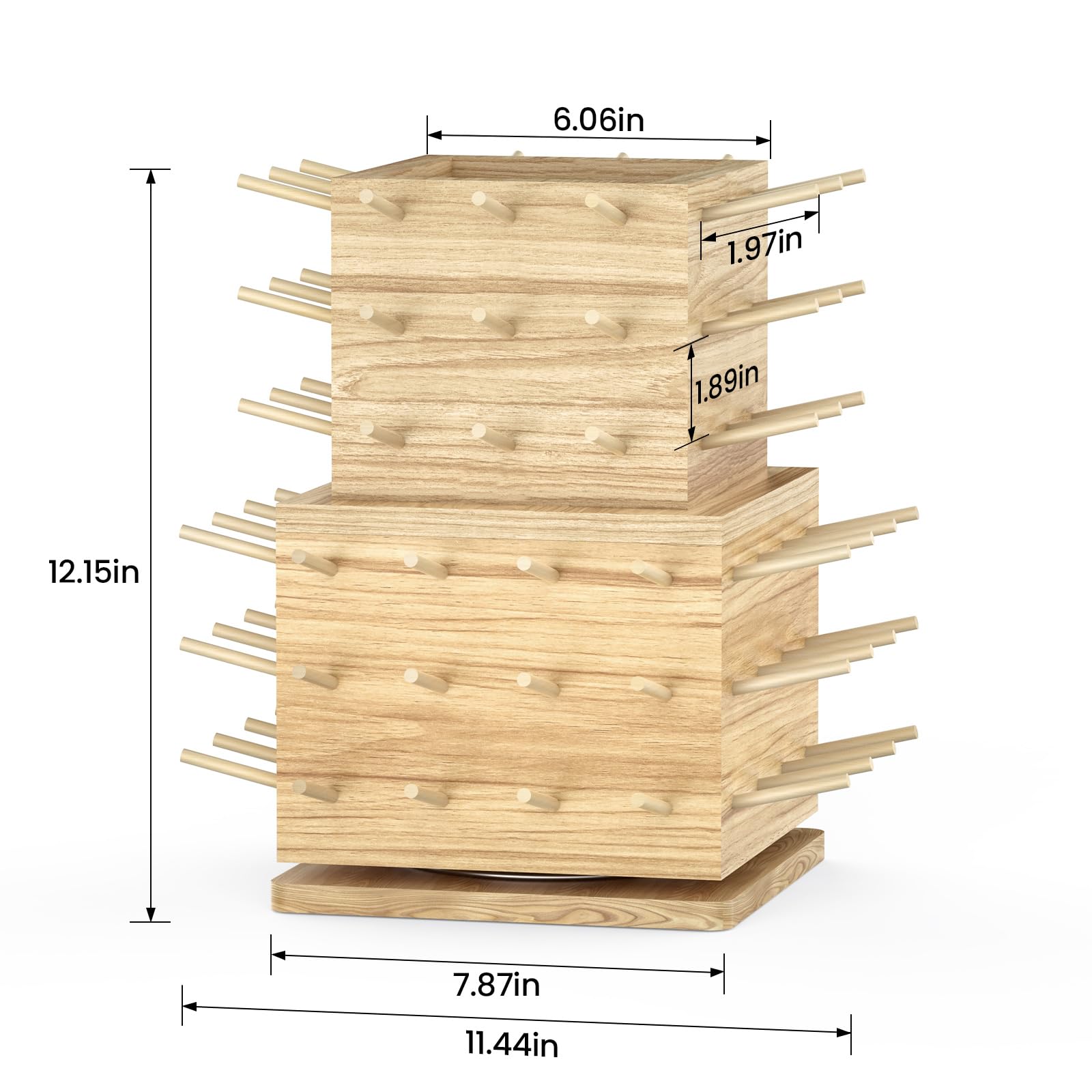 TIPSYTREE 84 Spools Thread Holder, 360° Rotating Sewing and Embroidery Thread Organizer, Wooden Thread Storage Rack for Quilting Sewing and Embroidering