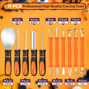 Halloween Pumpkin Carving Kit Tools: 31 PCS Heavy Duty Stainless Steel Pumpkin Carving Tools with Stencils, Candle Lights, Storage Bag, DIY Pumpkin Decorating Kit Halloween Gifts for Kids and Adults