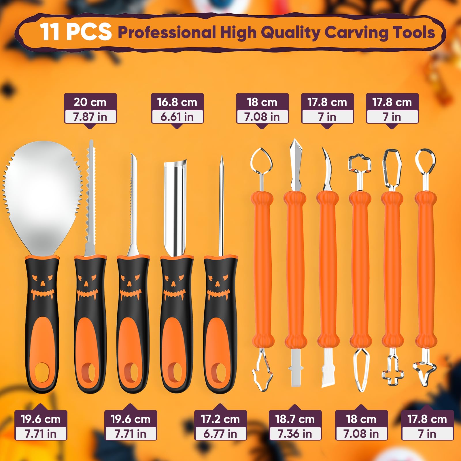 Halloween Pumpkin Carving Kit Tools: 31 PCS Heavy Duty Stainless Steel Pumpkin Carving Tools with Stencils, Candle Lights, Storage Bag, DIY Pumpkin Decorating Kit Halloween Gifts for Kids and Adults