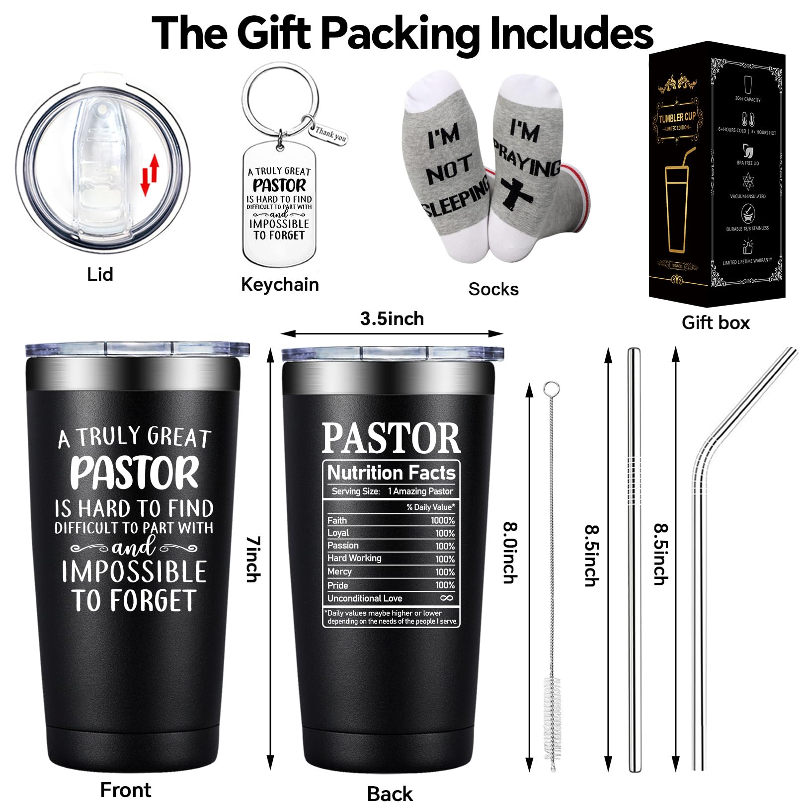 DOEARTE Pastor Appreciation Gifts - Pastor Gifts for Men - A Truly Great Pastor is Hard to Find - Thank You, Christmas, Religious, Christian Gifts for Pastor - 20oz Tumbler