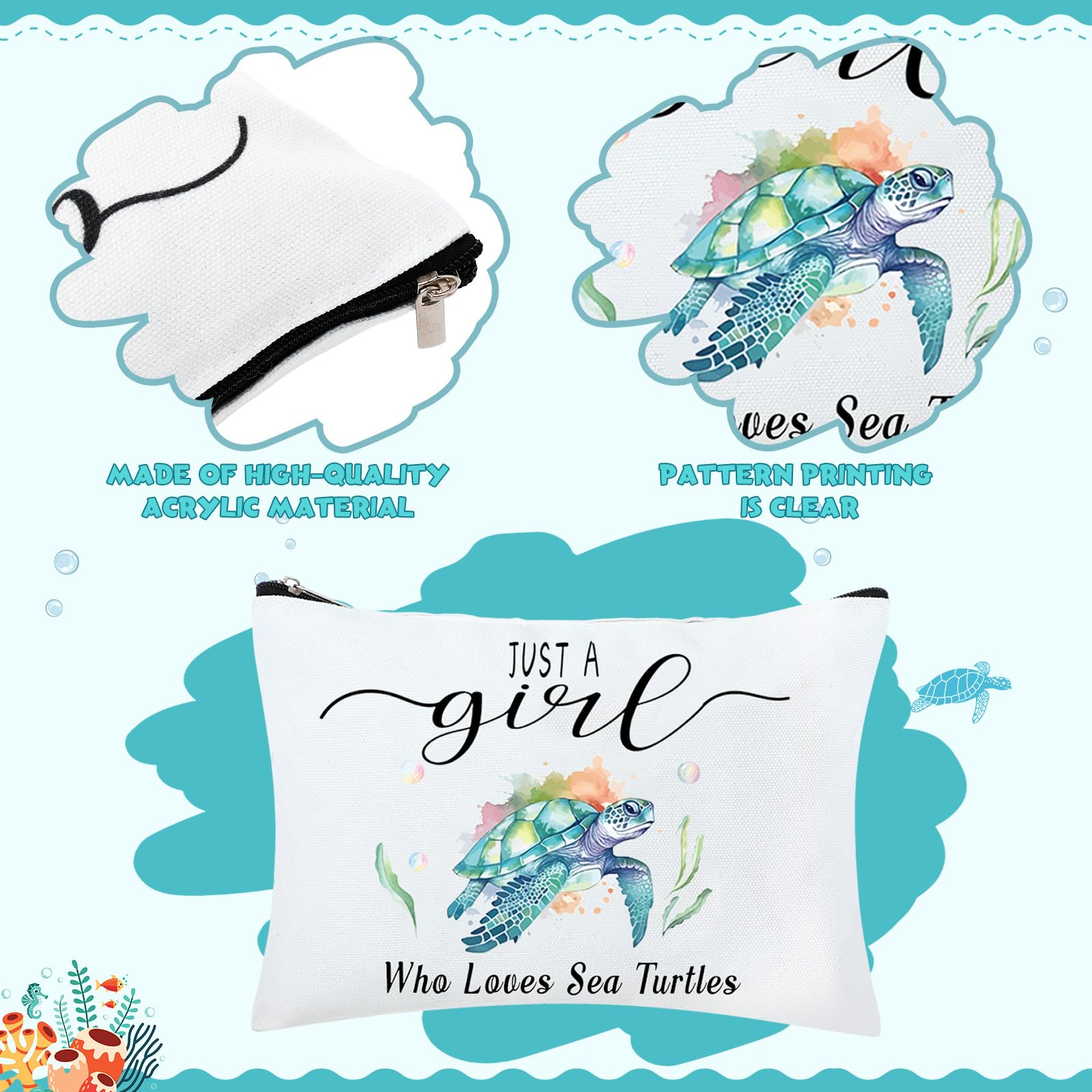 Tondiamo Sea Turtle Gifts for Women Ocean Gifts for Turtle Lovers Includes Tumbler Turtles Makeup Bag Keychain Card Turtle Socks Ocean Bracelets for Women Sister Friends Valentines Day Gifts