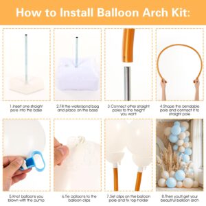 Balloon Arch Kit, Bendable 8FT and 6FT Balloon Arch Stand with Base and Manual Pump, Ballon Arch Stand Kit for Birthday Wedding Baby Shower Holiday Graduation Party Decoration