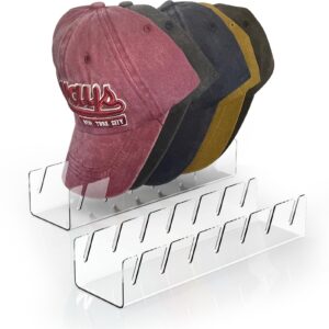 covilim baseball hat storage organizer: 2-pack acrylic hat stand for baseball caps, golf cap, trucker hat - no install needed (white)