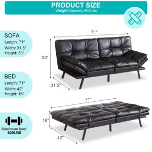 MUUEGM Futon Sofa Bed, Convertible Futon Couch, Memory Foam Bed Couch,Sofa Bed Couch,Modern Loveseat Sofa,Comfy Sleeper Sofa for Compact Space,Apartment, Living Room,Easy Assemble,Black.