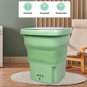 LZHYWEI Portable Washing Machine, 15L Mini Collapse Washer Upgraded Large Capacity Washer Blue Light Deep Cleaning of Underwear, Baby Clothes for Apartment, RV, Travel, Camping (Green)