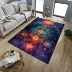 Owingus Design Chakra Rug, Yoga Carpet, Chakras Rugs Home Decor, Chakra Meditation Spiritual Yoga Print Area Rugs Floor Mat, Non-Slip Carpet for Living Room Bedroom Kitchen 96, 5x8 ft