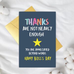 Supoeguk Boss Day Card for Mentor Leader Boss, Boss Thank You Card, Happy Boss's Day Card, Thanks Are Not Nearly Enough