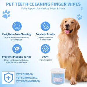 MOHCO Dog Teeth Cleaning Wipes,Teeth Cleaning Wipes for Dogs & Cats,Reduces Plaque & Freshens Breath,Dog Teeth Cleaning Finger Wipes,Sooths & Deodorizes (50 Pcs)