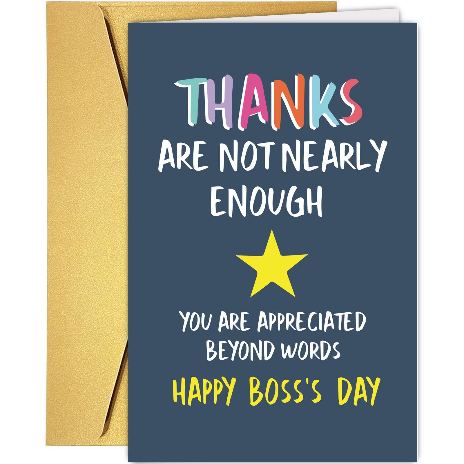 Supoeguk Boss Day Card for Mentor Leader Boss, Boss Thank You Card, Happy Boss's Day Card, Thanks Are Not Nearly Enough