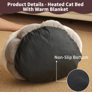 Heated Cats Bed for Kitty and Puppy,Pets Heating Pad, Heated Pets Bed with Thermostat, Washable Indoor Use Heated Cats Bed, Fluffy Warm Cats Heated Bed in Winter（20 Inches）