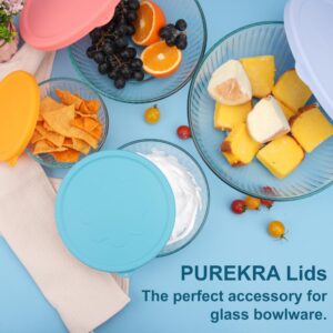 Purekra 3 Pack Silicone Replacement Lids for Pyrex 7402-S 1.3 Qt, 7403-S 2.3 Qt, 7404-S 4.5 Qt Sculpted Tinted Glass Mixing Bowls (BOWL NOT INCLUDED)