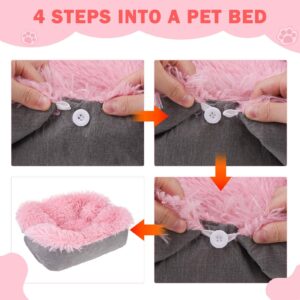 SCENEREAL Self Warming Cat Bed, Heated Cat Bed Mat for Cats Small Dogs, 2 in 1 Soft Plush, Washable Pet Pad for Indoor Outdoor Kitten Puppy, Pink 24" x 20"