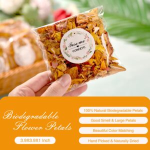 20 Pack Biodegradable Confetti, Dried Flower Petals,Biodegradable Flower Petals,Wedding Send-Off Ideas for Wedding Proposal Party Valentine's Day Decor Flower Girls (Yellow Red Rose)