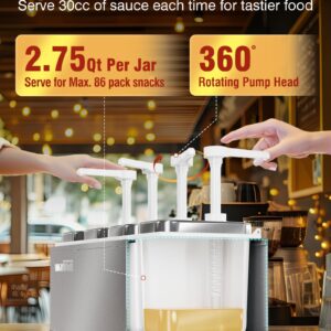 WantJoin Sauce Dispenser with 4 of 2.75 Quart/2.6 L Jars Stainless Steel Condiment Pump Station Commercial Ketchup Dispenser Pump Sauce Containers for Restaurant Salad Dressing Syrup Jam Salsa Sauce