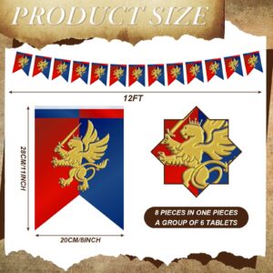 Hahafelt 6 Pcs 72 ft Medieval Fantasy Banner with Lion Design Medieval Party Decorations Hanging Party Bunting Banner Medieval Knight Banners Garden Flag for Castle Theme Festival Birthday Party