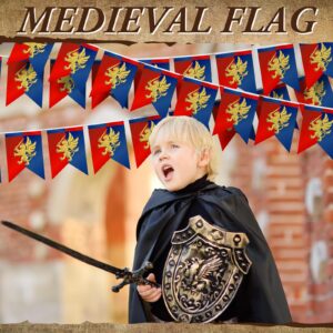 Hahafelt 6 Pcs 72 ft Medieval Fantasy Banner with Lion Design Medieval Party Decorations Hanging Party Bunting Banner Medieval Knight Banners Garden Flag for Castle Theme Festival Birthday Party