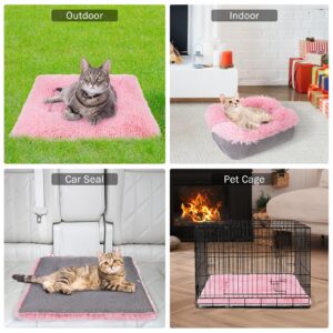 SCENEREAL Self Warming Cat Bed, Heated Cat Bed Mat for Cats Small Dogs, 2 in 1 Soft Plush, Washable Pet Pad for Indoor Outdoor Kitten Puppy, Pink 24" x 20"