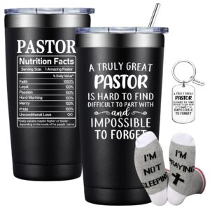 doearte pastor appreciation gifts - pastor gifts for men - a truly great pastor is hard to find - thank you, christmas, religious, christian gifts for pastor - 20oz tumbler