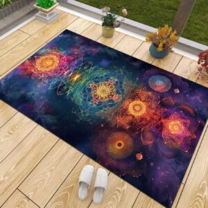 Owingus Design Chakra Rug, Yoga Carpet, Chakras Rugs Home Decor, Chakra Meditation Spiritual Yoga Print Area Rugs Floor Mat, Non-Slip Carpet for Living Room Bedroom Kitchen 96, 5x8 ft