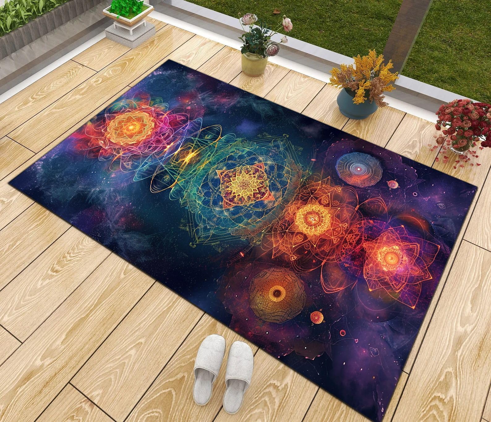 Owingus Design Chakra Rug, Yoga Carpet, Chakras Rugs Home Decor, Chakra Meditation Spiritual Yoga Print Area Rugs Floor Mat, Non-Slip Carpet for Living Room Bedroom Kitchen 96, 5x8 ft