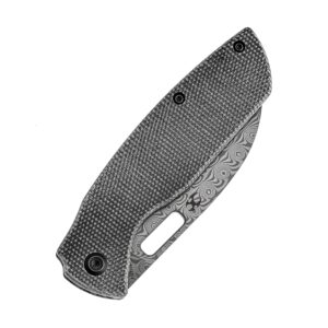 KANSEPT Convict 7.52in Heavy Duty Pocket Knife with 3.3in Sheepfoot Damascus Blade and Black Micarta Handle Folding Knife for Hunting Camping K1023D1