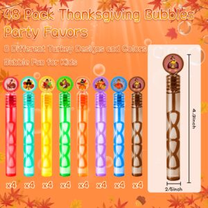 48Pcs Fall Thanksgiving Party Favors Bubble Wands for Kids, Pumpkin Turkey Thanksgiving Basket Stuffers Goodie Bag Fillers Fall Thanksgiving Toys Bulk Classroom Prizes Gift for Toddlers Party Supplies