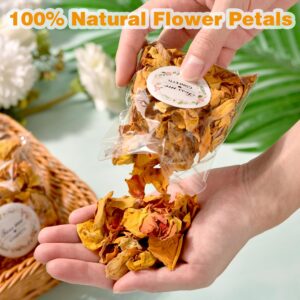 20 Pack Biodegradable Confetti, Dried Flower Petals,Biodegradable Flower Petals,Wedding Send-Off Ideas for Wedding Proposal Party Valentine's Day Decor Flower Girls (Yellow Red Rose)