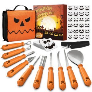 imarku pumpkin carving kit, 36pcs pumpkin carving tools, professional pumpkin carving knife set with stencils & bag for beginners, sharp pumpkin carving, best christmas gifts for women men