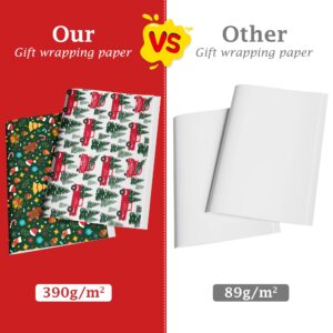 OHOME Christmas Wrapping Paper - Jumbo Sheets - Christmas Decorations | Christmas Gift Bags | Red, Green and White Christmas Tissue Paper - Gifts for Kids Men Women | Xmas Party Favors,29" x 42"