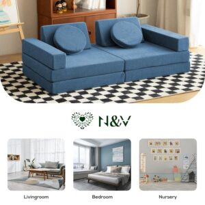 N&V Modular Kids Play Couch, Child Sectional Sofa, Bedroom and Playroom Furniture for Toddlers, Convertible Foam and Floor Cushion for Boys and Girls